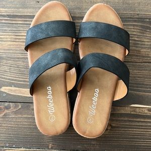 Black/Tan Sandals size 7